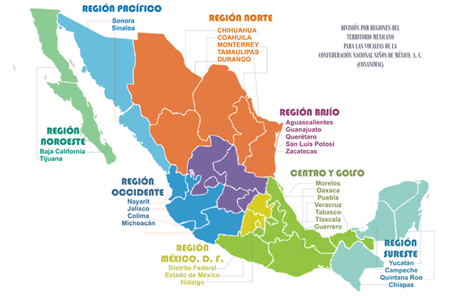 Cuáles son las 7 regiones de México